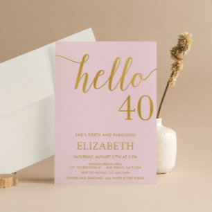 Modern 40th birthday HELLO 40 Adult Birthday Invitation
