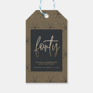 Modern 40th birthday simple stylish elegant gift tags