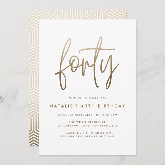Modern 40th birthday simple stylish elegant script (Front/Back)