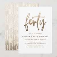 Modern 40th birthday simple stylish elegant script