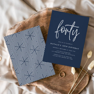 Modern 40th birthday simple stylish elegant script