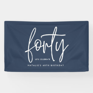 Modern 40th birthday simple stylish elegant script banner