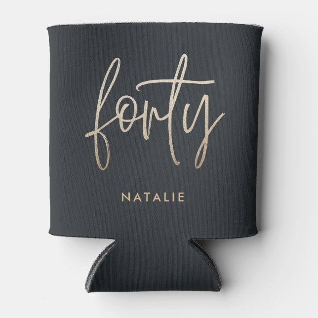 Modern 40th birthday simple stylish elegant script can cooler (Front)