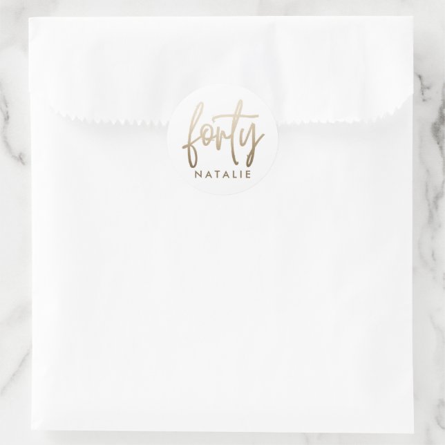 Modern 40th birthday simple stylish elegant script classic round sticker (Bag)
