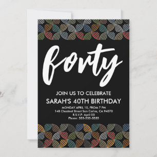 Modern 40th birthday simple stylish elegant script invitation