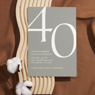 Modern 40th birthday simple stylish elegant script invitation