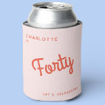Modern 40th Forty Birthday Can Cooler<br><div class="desc">A modern chic typography design in orange and blush pink to celebrate your landmark fortieth birthday in style.  Change the text to personalize.</div>