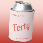 Modern 40th Forty Birthday Can Cooler<br><div class="desc">A modern chic typography design in orange and blush pink to celebrate your landmark fortieth birthday in style.  Change the text to personalize.</div>