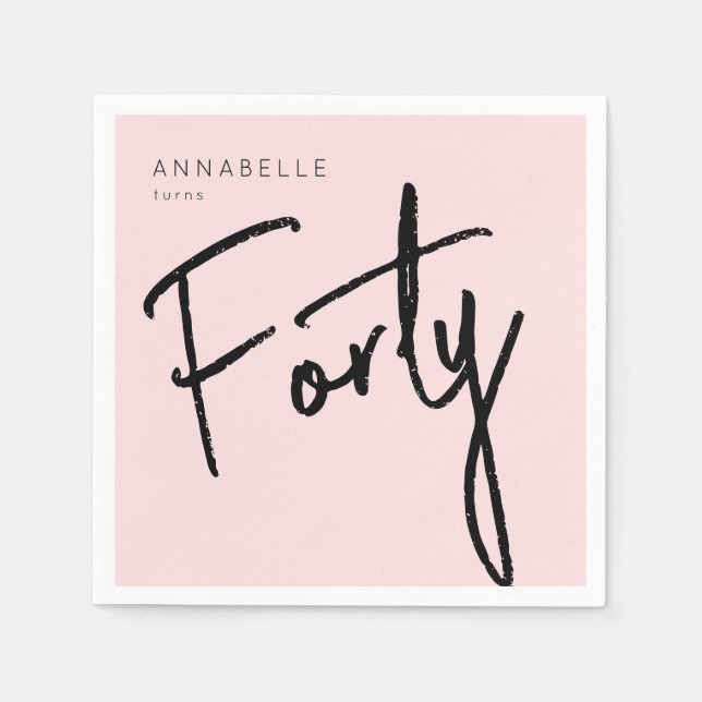 Modern 40th Forty Fortieth birthday Napkin (Front)