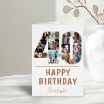 Modern 40th Happy Birthday Photo Collage<br><div class="desc">Modern 30th birthday card with a cool photo collage template. Have fun adding those favourite photos to create your own unique artwork. All photos in this template are square,  which makes it perfect for instagram images. Customize the text on the front and inside the card.</div>