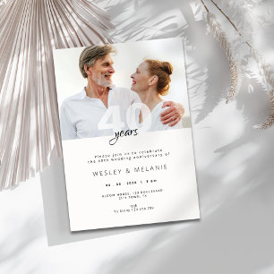 Modern 40th Wedding Anniversary with Photo Invitation