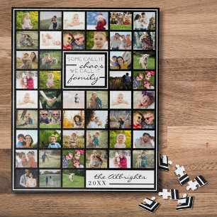 Modern 47 Photo Collage Family Quote Custom Name  Jigsaw Puzzle