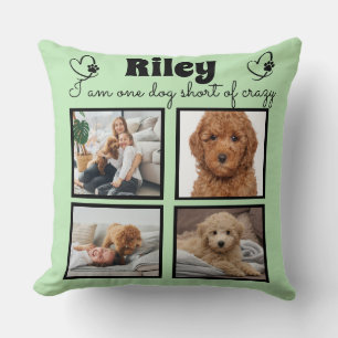 Modern 4 dog photo - personalized collage Throw Pillow