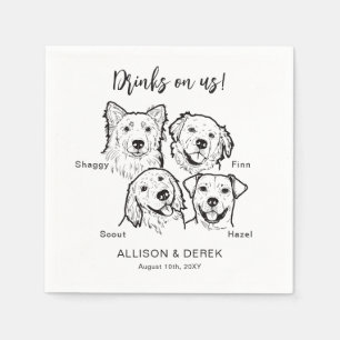 Modern 4 Dogs Drink On Me Pet Dog Wedding  Napkins