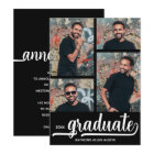 Modern 4 Photo Collage Black Graduation