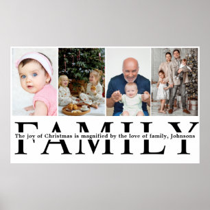 Modern 4 Photo Collage Family christmas Quote  Poster