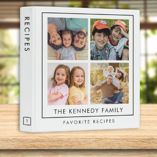 Modern 4 Photo Collage Family Recipes Cookbook Binder