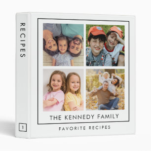 Modern 4 Photo Collage Family Recipes Cookbook Binder