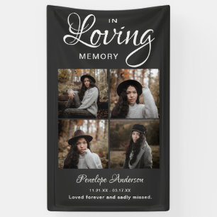 Modern 4 Photo Collage Funeral Banner