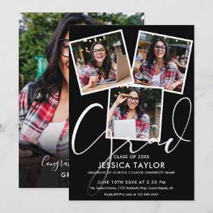 Modern 4 Photo Collage Graduation Party Invitation
