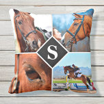 Modern 4 Photo Collage Monogram Pet Horse Lover Throw Pillow<br><div class="desc">Celebrate your best friend and favourite memories with a custom Monogram Horse Photo Collage Pillow . When you have so many fun memories and photos , one photo isn't enough . Our Custom Horse Lover Pillow has 4 photos and a centre monogrammed initial to personalize . This personalized 4 photo...</div>