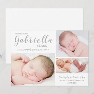 Modern 4 Photo Collage Nouveau Faire-part de naiss