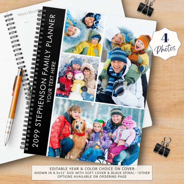 Modern 4 Photo Collage Personalized Custom Planner (Creator Uploaded)