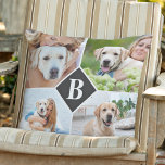 Modern 4 Photo Collage Personalized Monogram Dog Outdoor Pillow<br><div class="desc">Celebrate your best friend and favourite memories with a custom Pet Monogram Photo Collage Pillow . When you have so many fun memories and photos , one photo isn't enough . Our Custom Dog Pillow has 4 photos and a centre monogrammed initial to personalize . This personalized 4 photo pillow...</div>