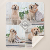 Modern 4 Photo Collage Pet Dog Sherpa Blanket (Front)