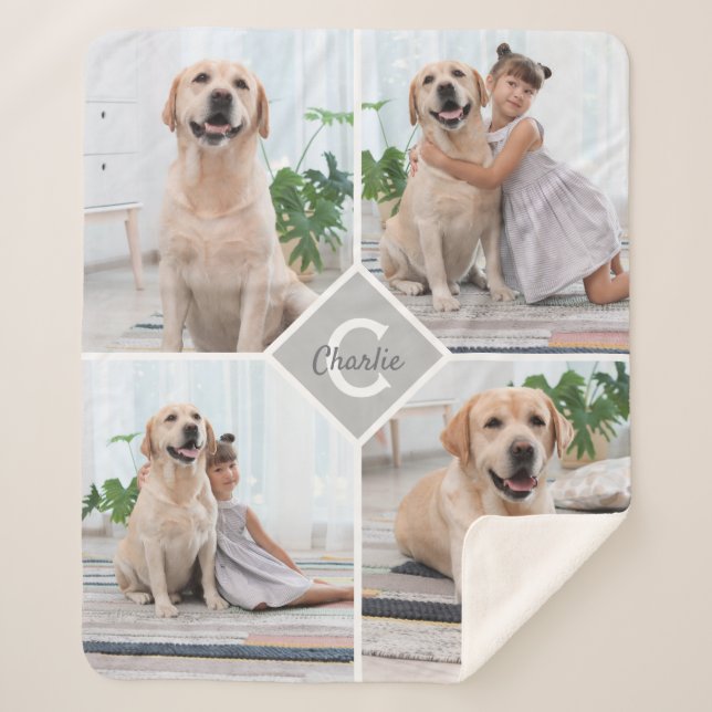 Modern Photo Collage Pet Dog Sherpa Blanket Zazzle