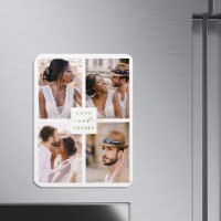 Modern 4 Photo Collage Wedding Gold Thank You