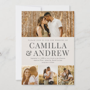 Modern 4 Photo Elegant Wedding Invitation