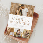 Modern 4 Photo Elegant Wedding Magnetic Invitation<br><div class="desc">A simple modern type 4 photo collage wedding invitation with large names. Click edit to customize this design.</div>