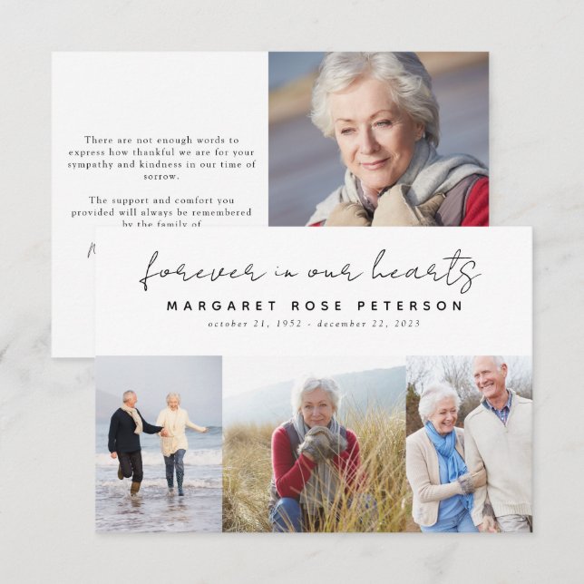 Modern 4 Photo Funeral Sympathy Thank You Card (Front/Back)