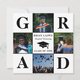 Modern 4 Photo Graduation Announcement