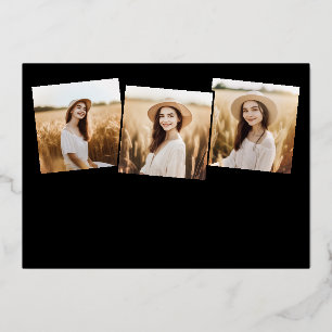 Modern 4 Photo Graduation Collage Black And Gold