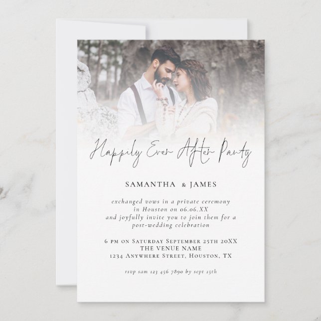 Modern 4 Photo Happily Ever After Wedding Invitation (Front)