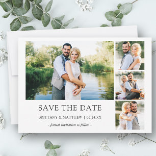 Modern 4 Photo Minimalist Simple Save The Date