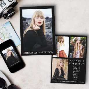 Modern 4 Photo Model Actor Comp Card