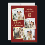 Modern 4 Photo Polaroid Grid Merry Christmas Holiday Card<br><div class="desc">Capture all your favorite holiday memories with this fun and modern 4-photo polaroid-style Christmas design. The vibrant red backdrop and trendy vertical typography create a joyful and casual greeting that perfectly showcases your family’s festive spirit</div>