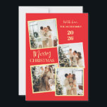 Modern 4 Photo Polaroid Grid Merry Christmas Holiday Card<br><div class="desc">Capture all your favorite holiday memories with this fun and modern 4-photo polaroid-style Christmas design. The vibrant red backdrop and trendy vertical typography create a joyful and casual greeting that perfectly showcases your family’s festive spirit</div>