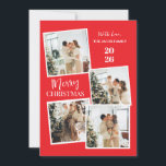 Modern 4 Photo Polaroid Grid Merry Christmas Holiday Card<br><div class="desc">Capture all your favorite holiday memories with this fun and modern 4-photo polaroid-style Christmas design. The vibrant red backdrop and trendy vertical typography create a joyful and casual greeting that perfectly showcases your family’s festive spirit</div>