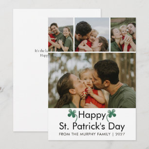 Modern 4 Photo St. Patricks Day Family  Holiday Card