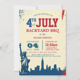 Modern 4th of July Backyard BBQ freedom Invitation