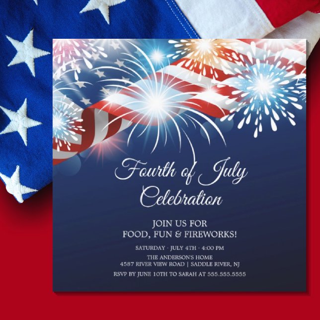Modern 4th of July Fireworks Invitation (Creator Uploaded)