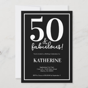 Modern 50 and Fabulous 50th Birthday Invitation