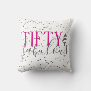 Modern 50 and Fabulous Birthday Confetti Pillow