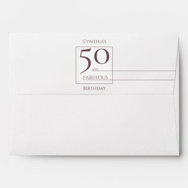 Modern 50 and Fabulous Brown Inner Pink Roses Envelope (Back (Top Flap))