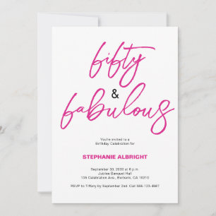 Modern 50 and Fabulous Pink 50th Birthday Party Invitation