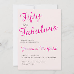 Modern 50 and Fabulous Pink 50th Birthday Party Invitation